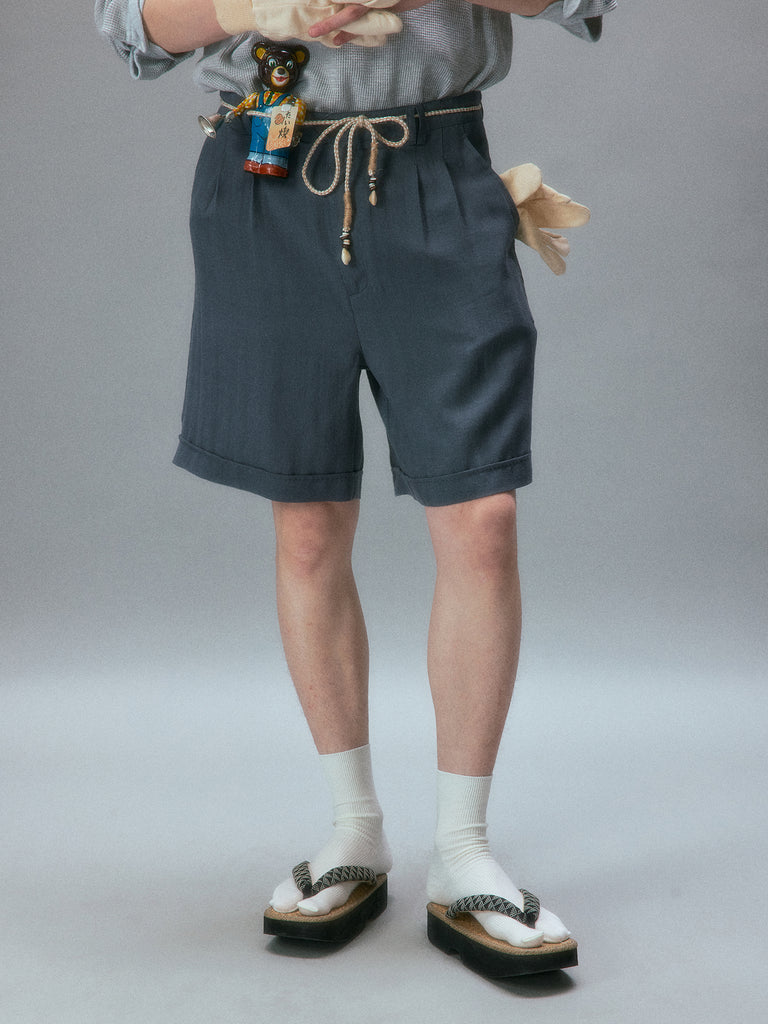Kamogawa Picnic Vintage Texture Tailored Shorts
