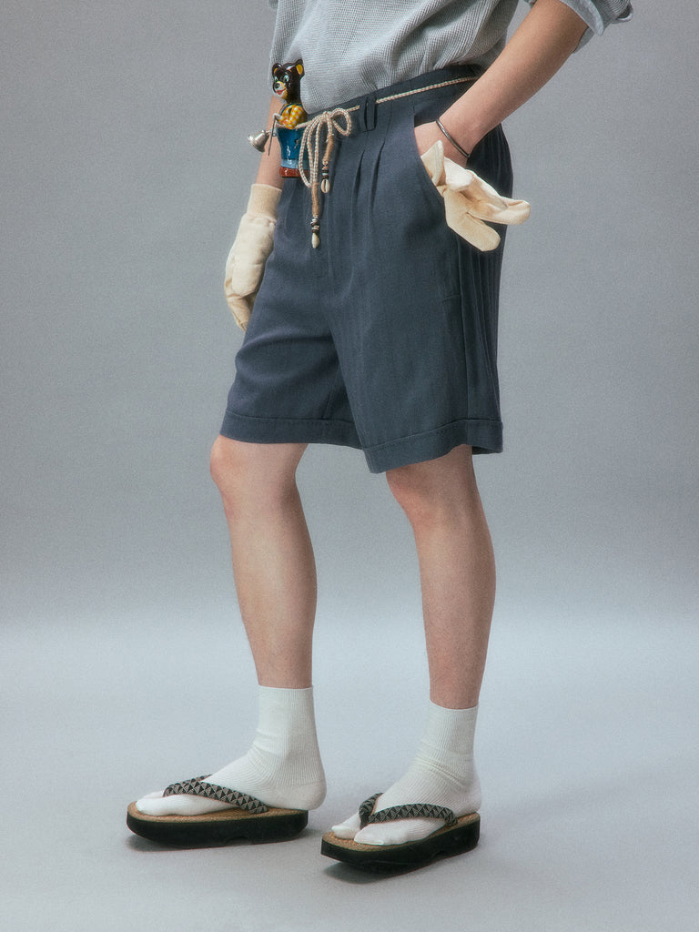 Kamogawa Picnic Vintage Texture Tailored Shorts