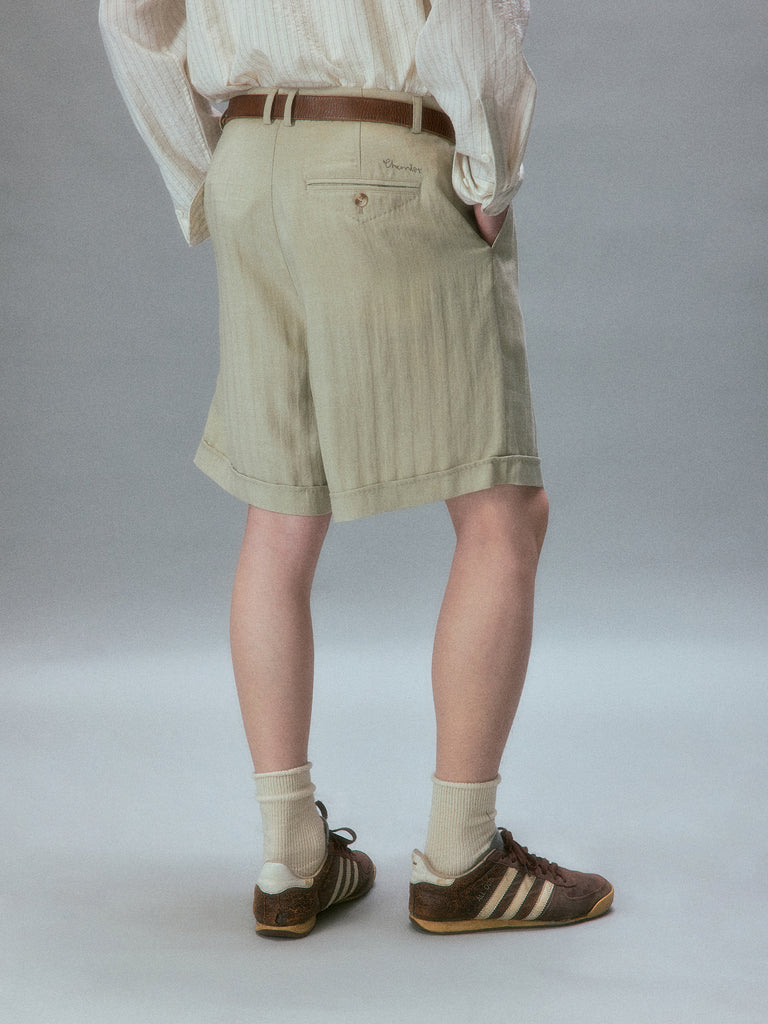Kamogawa Picnic Vintage Texture Tailored Shorts