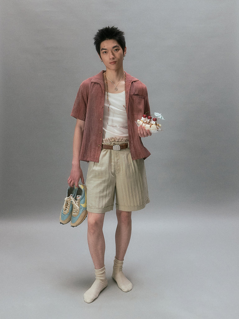 Kamogawa Picnic Vintage Texture Tailored Shorts