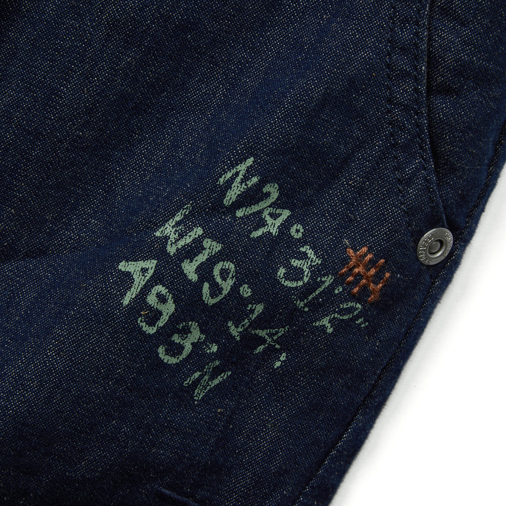 "Arctic Explorer" Dock Linen Texture Denim Shorts