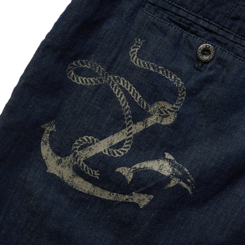 "Arctic Explorer" Dock Linen Texture Denim Shorts