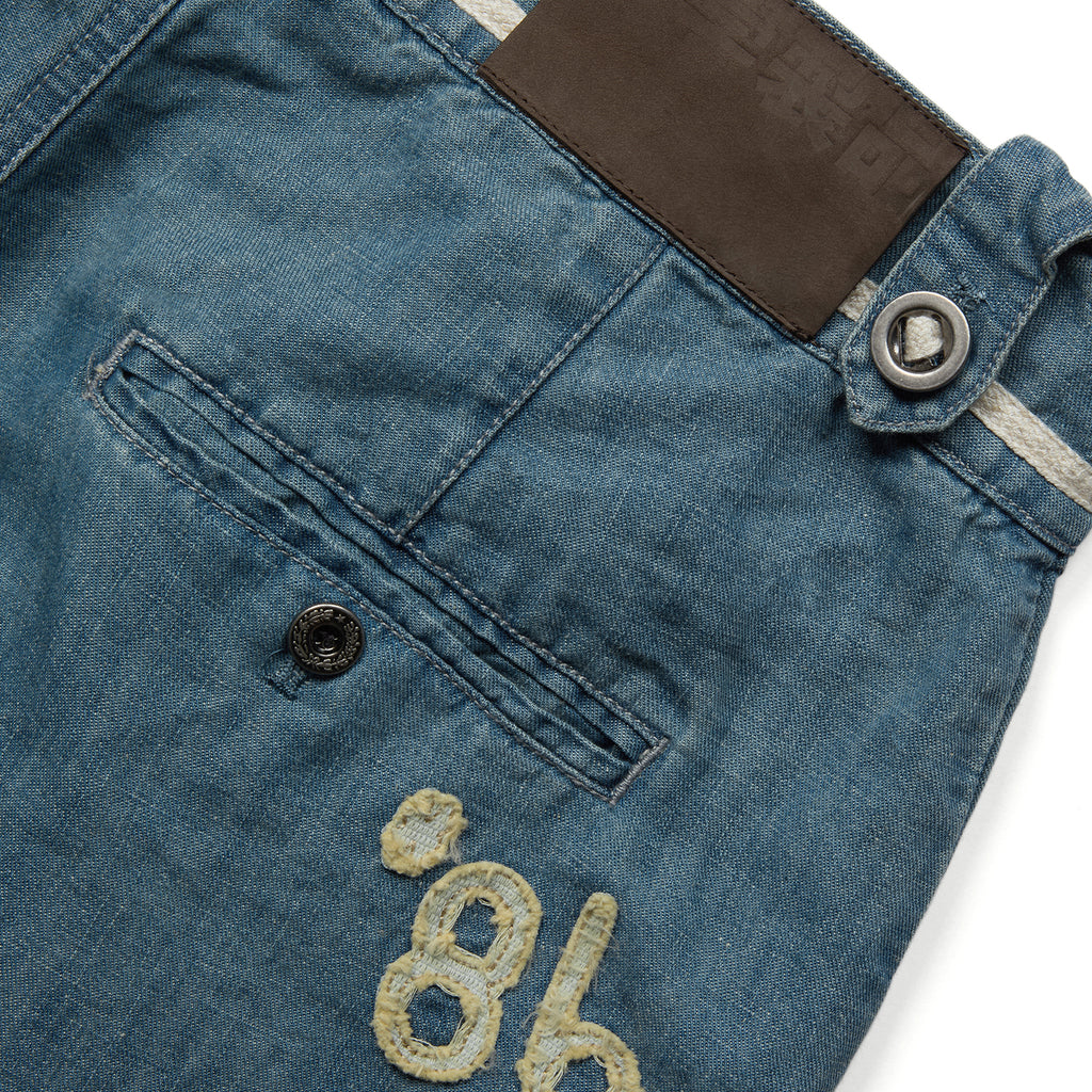 "Arctic Explorer" Dock Linen Texture Denim Shorts