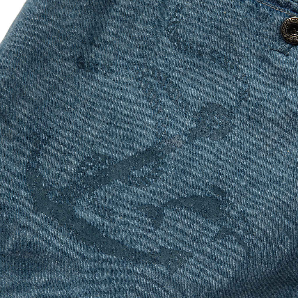 "Arctic Explorer" Dock Linen Texture Denim Shorts