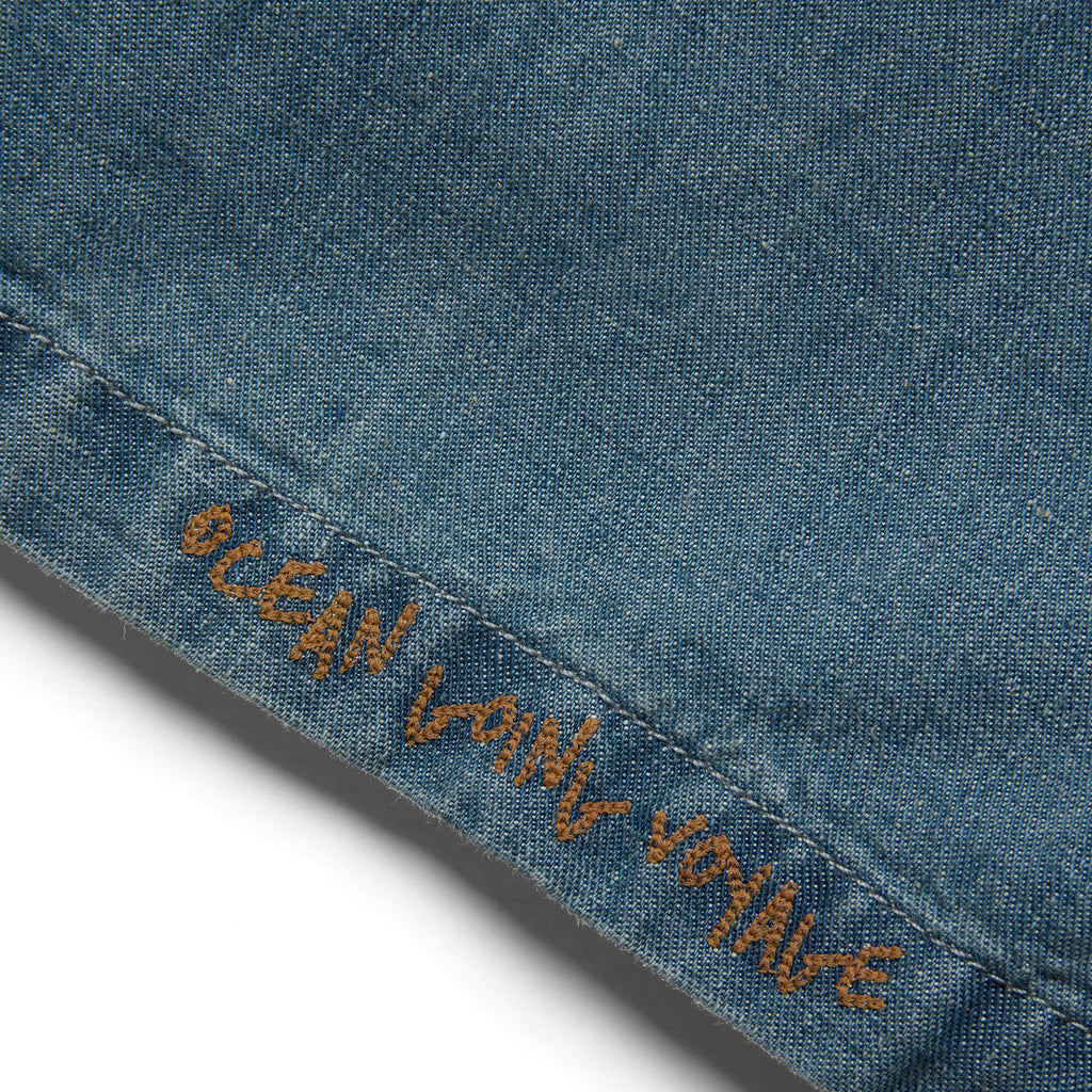 "Arctic Explorer" Dock Linen Texture Denim Shorts