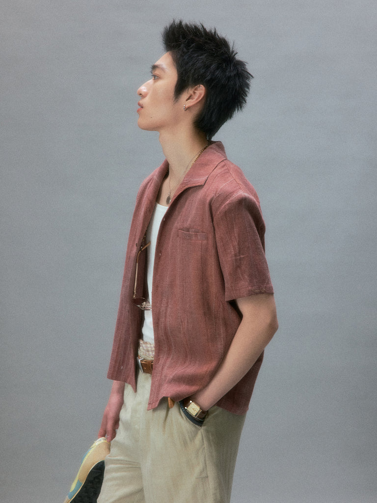 70's Manta Ray Collar Plant-Dyed Short-Sleeve Shirt