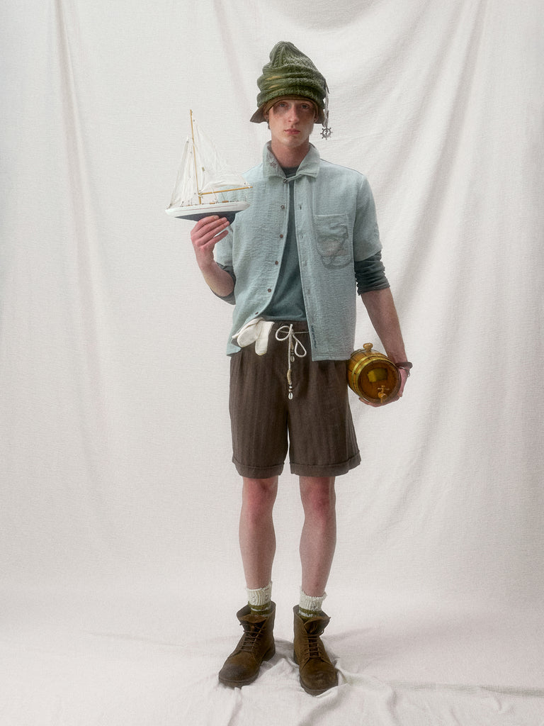 "Arctic Explorer"" Manta Ray Collar Short-Sleeved Shirt"