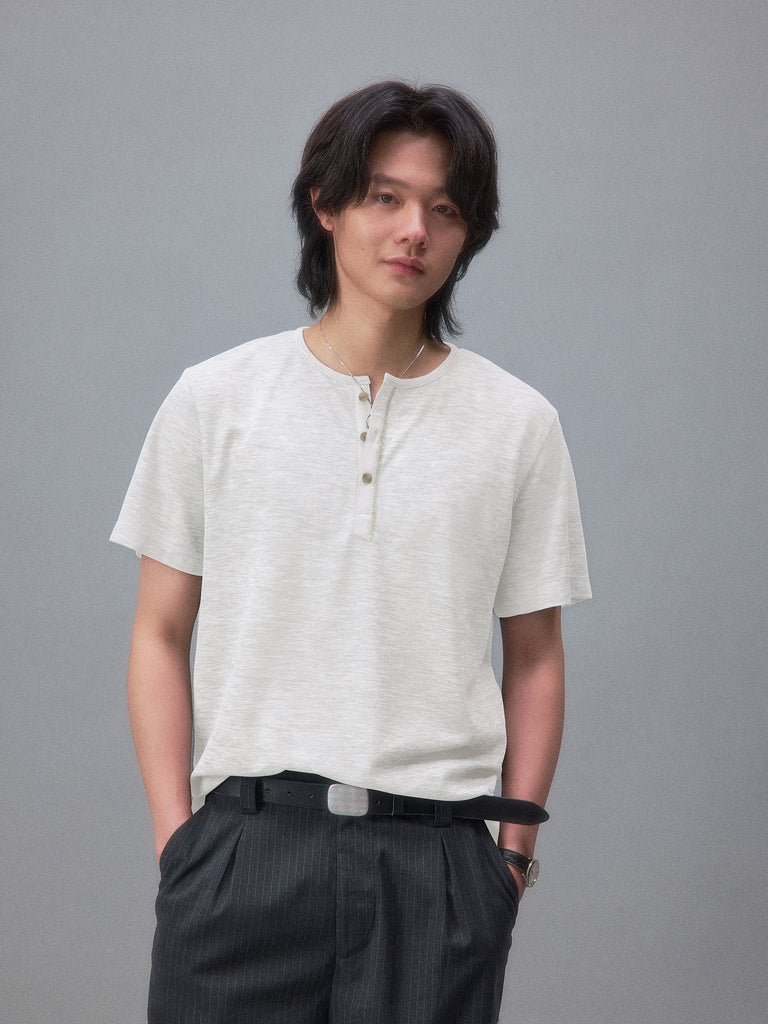 Yutaka Takenouchi's Kominka Linen Short-Sleeve Henley