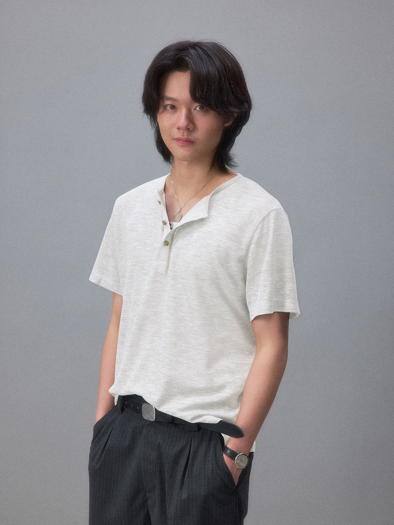 Yutaka Takenouchi's Kominka Linen Short-Sleeve Henley