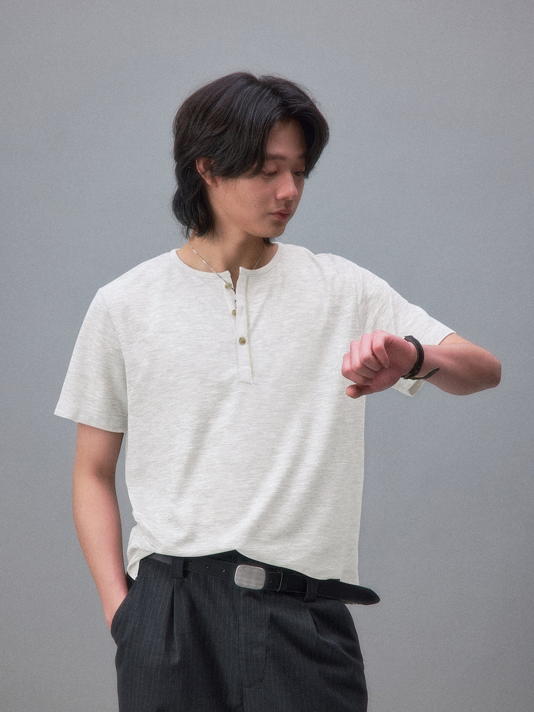 Yutaka Takenouchi's Kominka Linen Short-Sleeve Henley