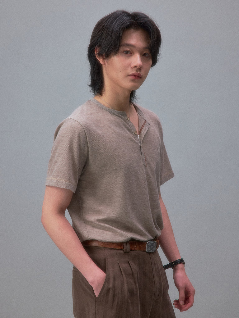 Yutaka Takenouchi's Kominka Linen Short-Sleeve Henley