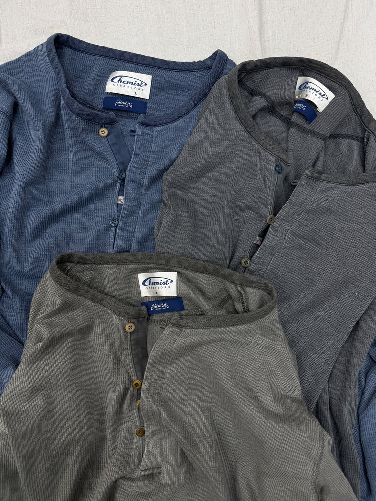 Rainy Night Screening Room Textured Henley Long Sleeve T-Shirt