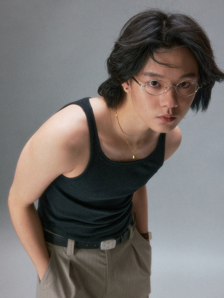 Takuya Kimura's Textured Ribbed Slim Strap Vest