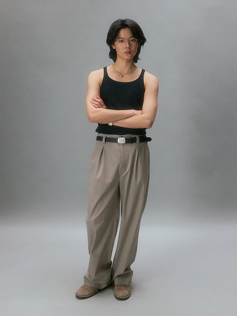 Takuya Kimura's Textured Ribbed Slim Strap Vest